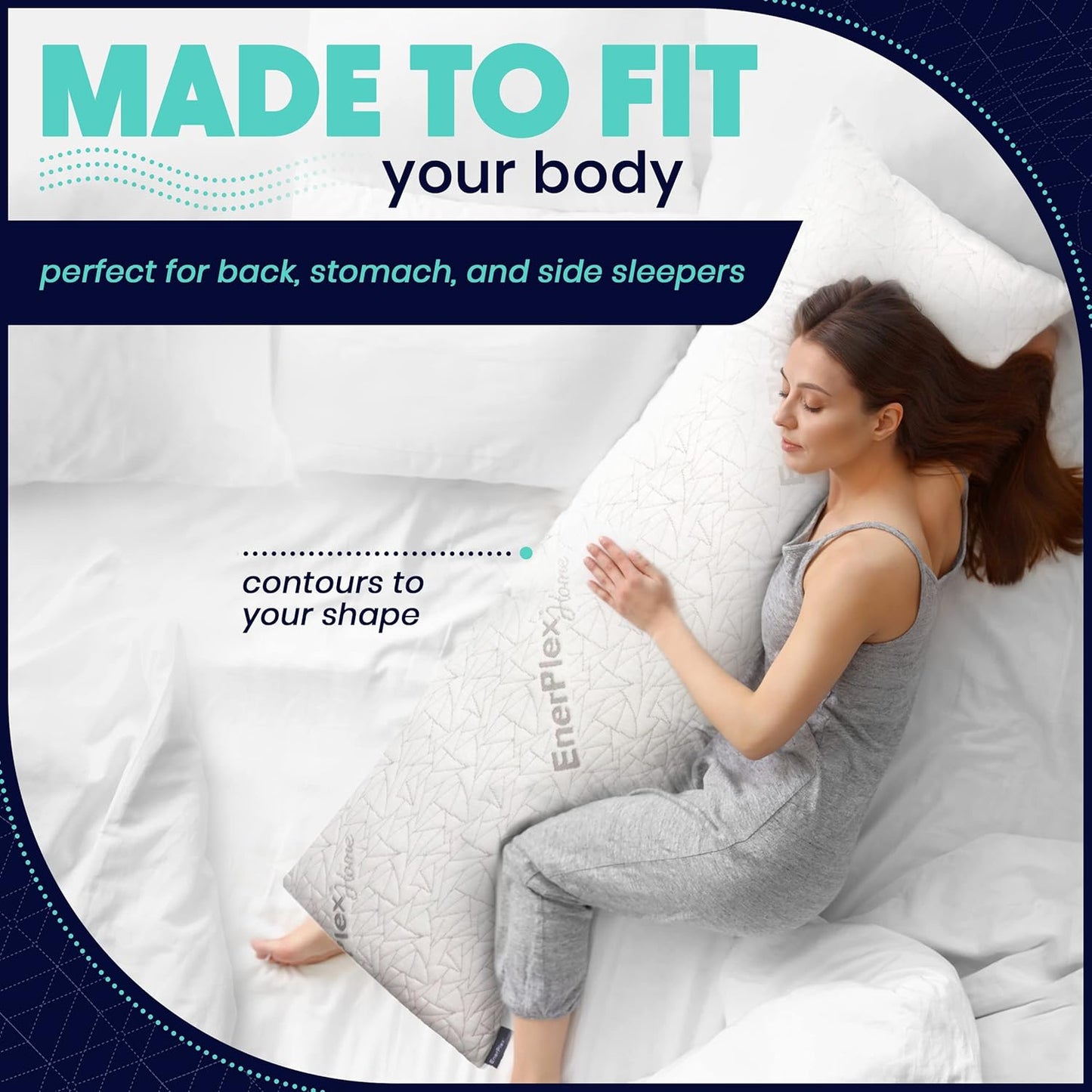 EnerPlex Body Pillow - Adjustable 54 x 20" Long Pillow Shredded Memory Foam (New, Damaged Retail Box)