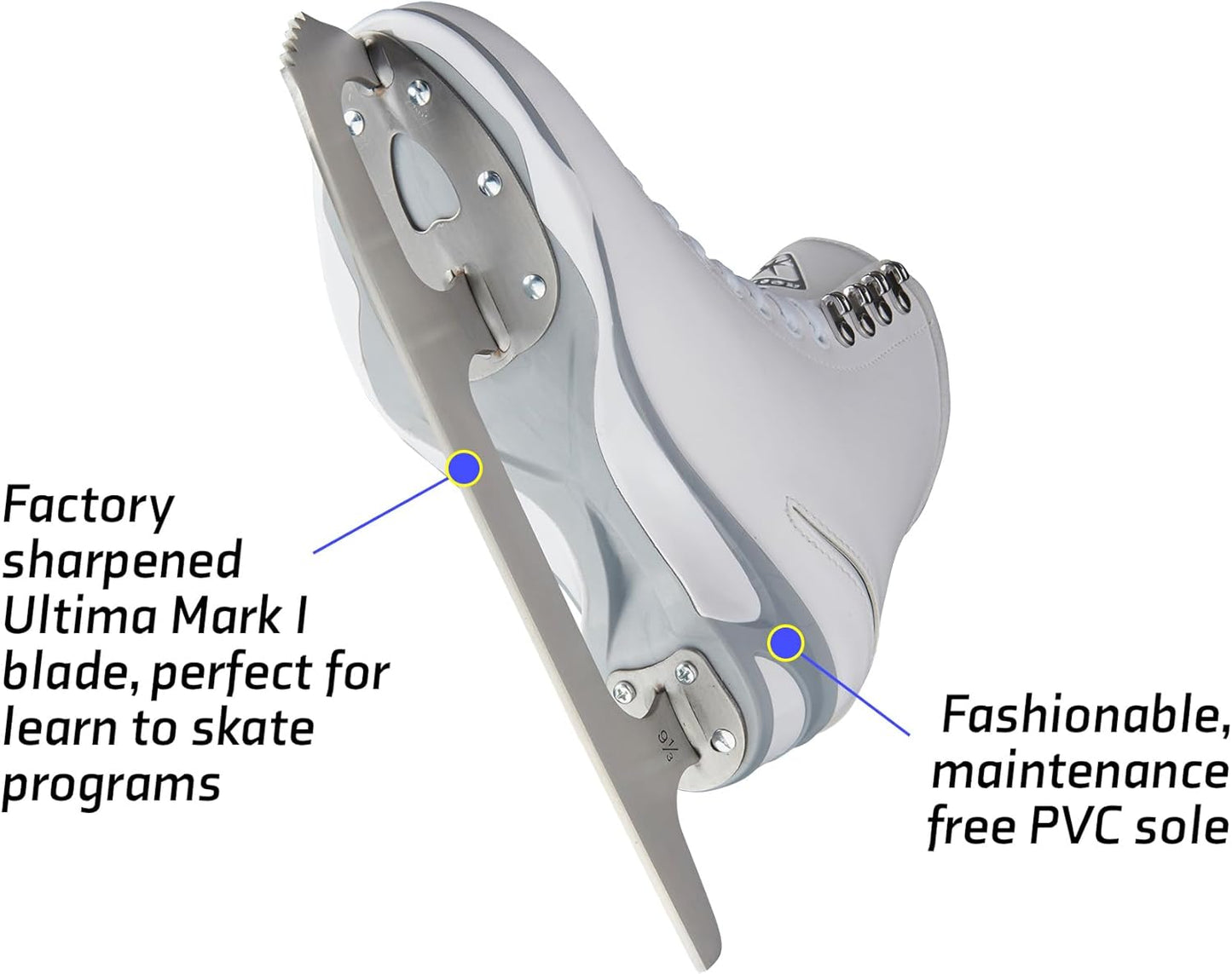 Jackson Ultima Finesse Figure Ice Skate for Women/Girl, White - Girls Size 1 (Used)