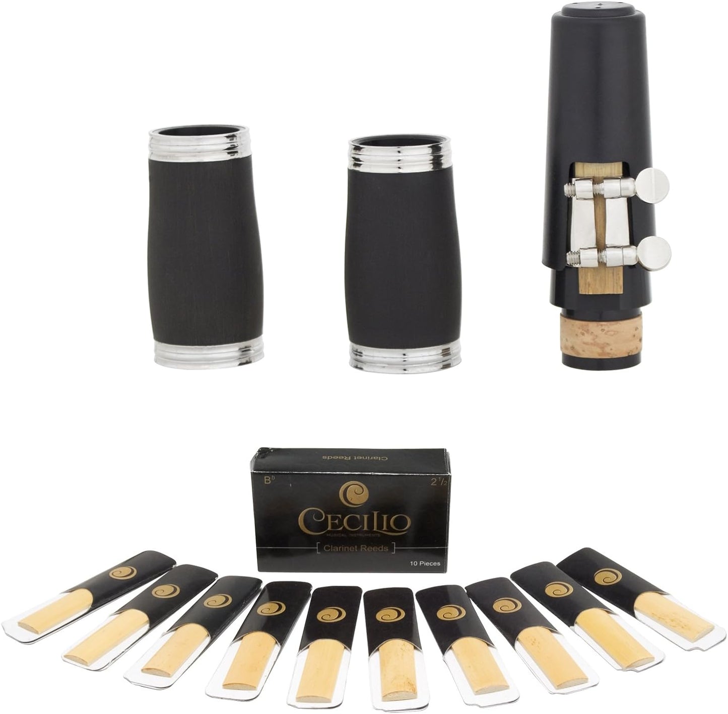 Mendini by Cecilio Nickel B Flat Beginner Clarinet with 2 Barrels - Ebonite (Like New)