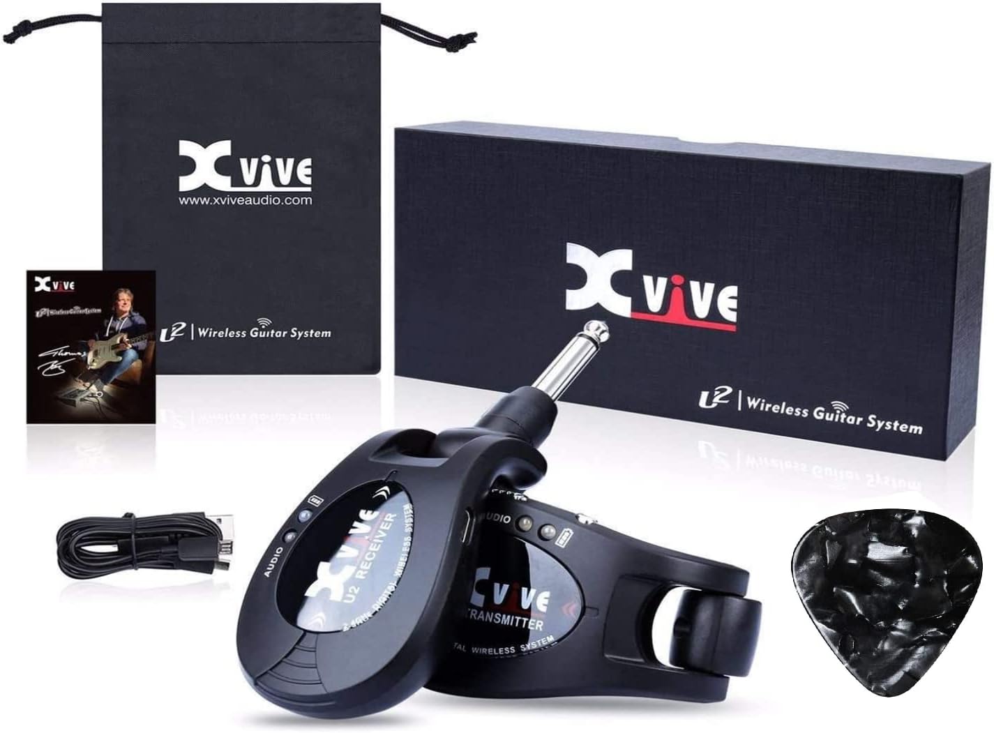 Xvive U2 Wireless Transmitter and Receiver Guitar System for PC/Speaker - Black (Like New)