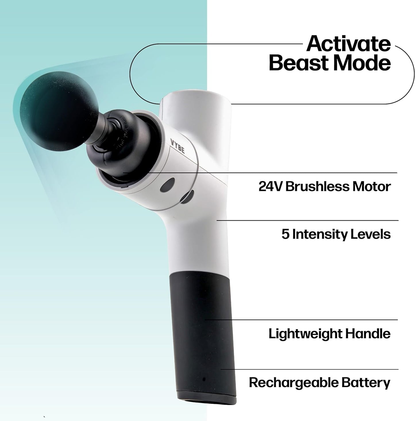 Vybe Premium Deep Tissue Muscle Massage Gun with 5 Speeds and 4 Attachments (New)