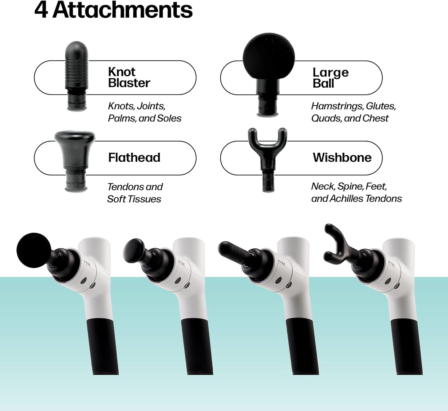 Vybe Premium Deep Tissue Muscle Massage Gun with 5 Speeds and 4 Attachments (New)