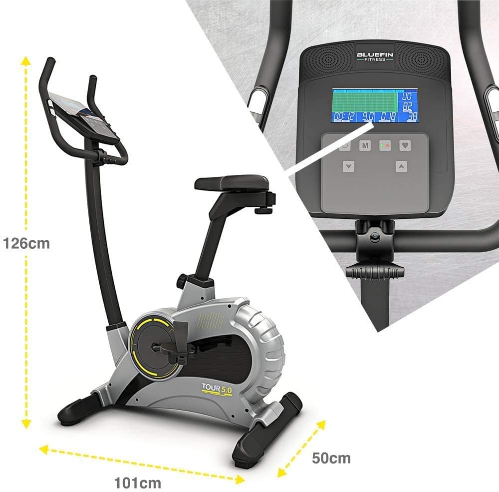 Bluefin Fitness Tour 5.0 2023 Heavy Duty Corded Electric Exercise Bike - Black (Like New)
