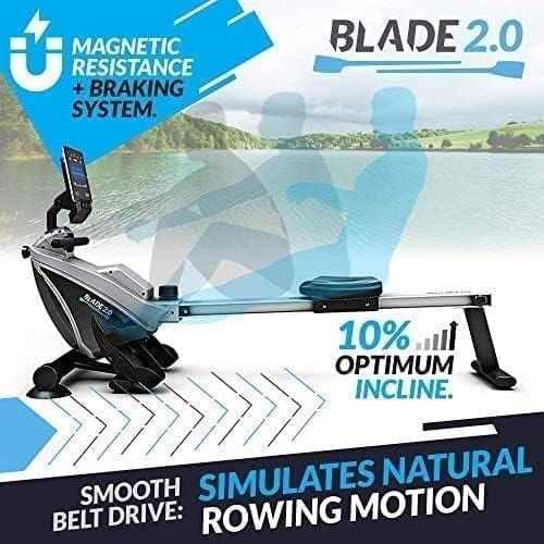 Bluefin Fitness Rower Machine w/ LCD Digital Fitness Console for Home Gym, Black (New)