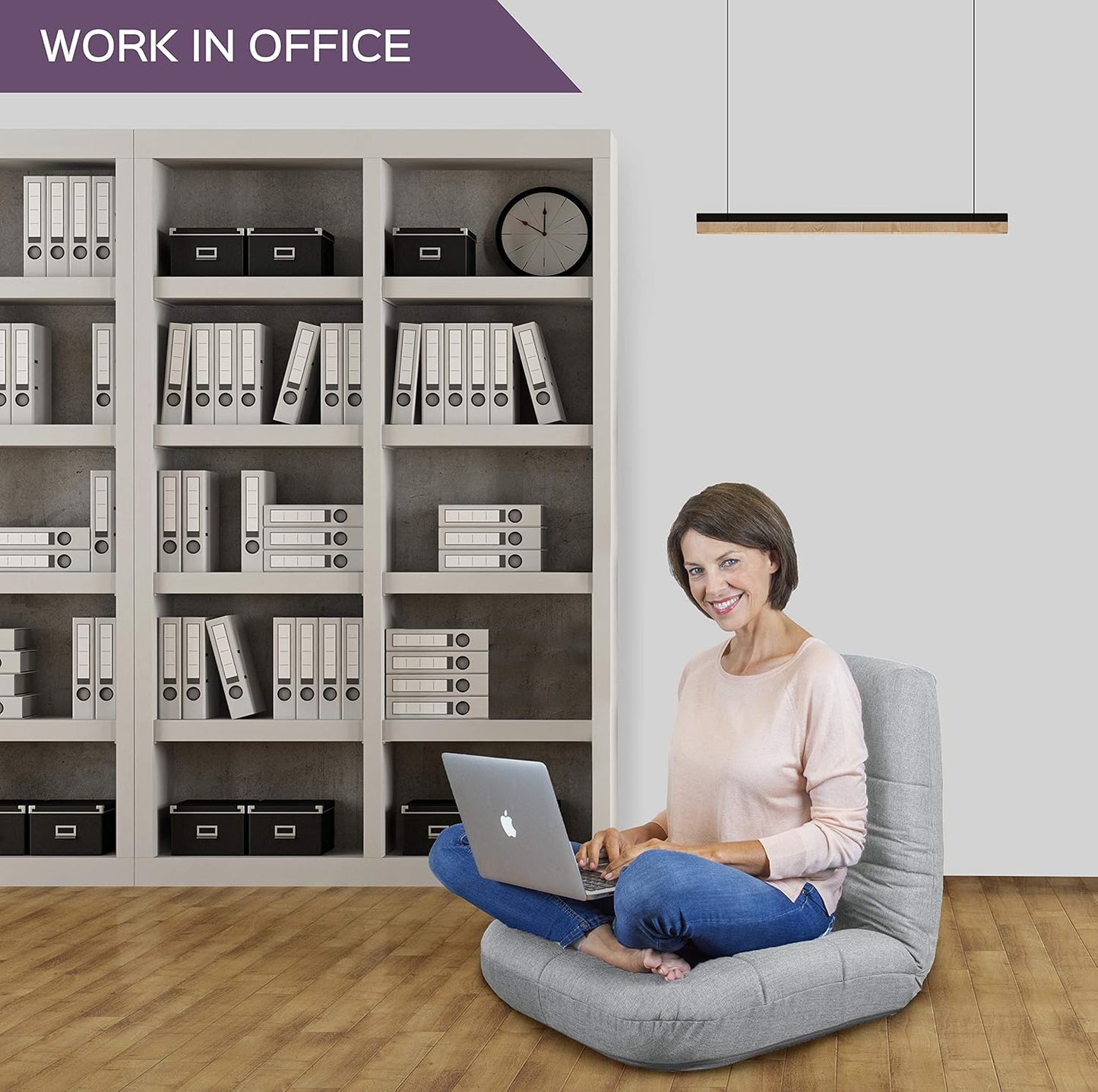 BonVIVO Easy Lounge Adjustable Floor Chair with Padded Folding Seat - Grey- (Used)