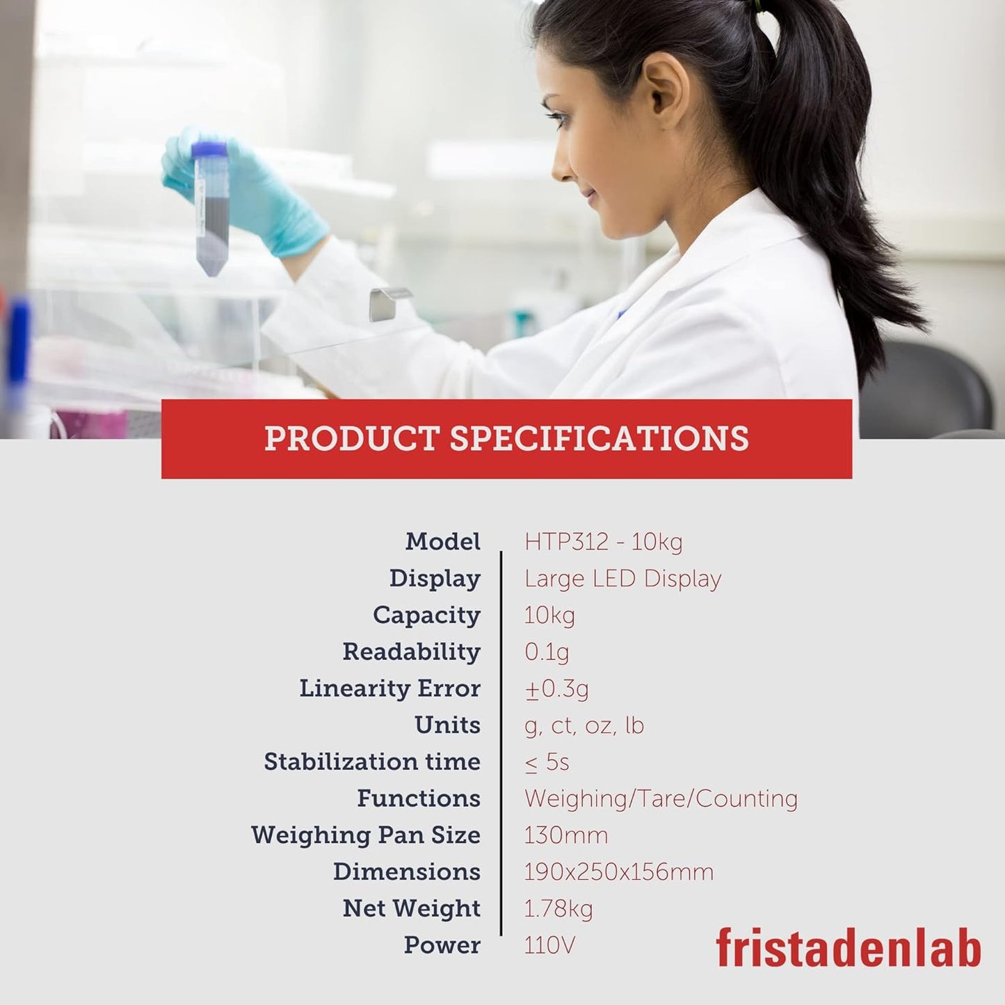 Fristaden Lab HTP Series 10kg x 0.1g Precision Balance Chemistry Scale- (Used)