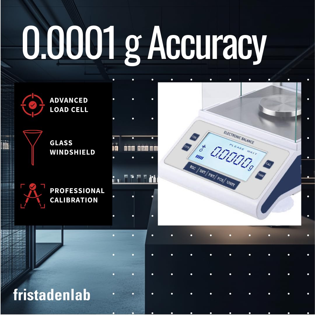 Fristaden Lab Internal Calibration Analytical Balance Scale, (0.0001 g) - Silver (Like New, No Retail Box)