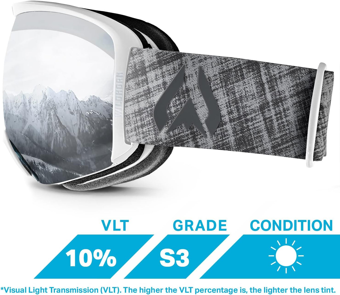 Wildhorn Cristo Ski Goggles Ski Team Official Supplier Snow - Stealth-IceBlue (Like New)