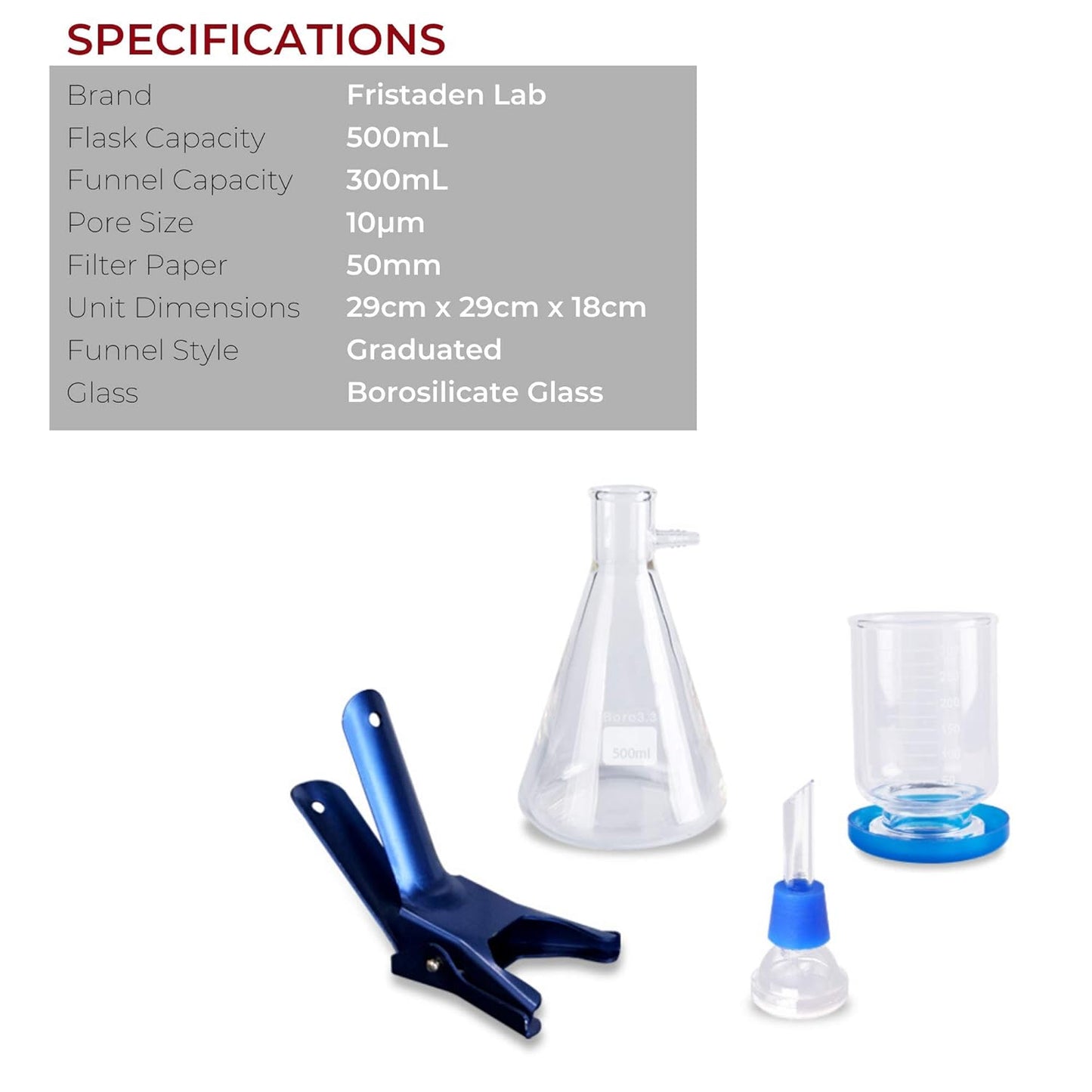Fristaden Lab Vacuum Filtration Distillation Apparatus, 500mL Filtering Flask- (Like New)