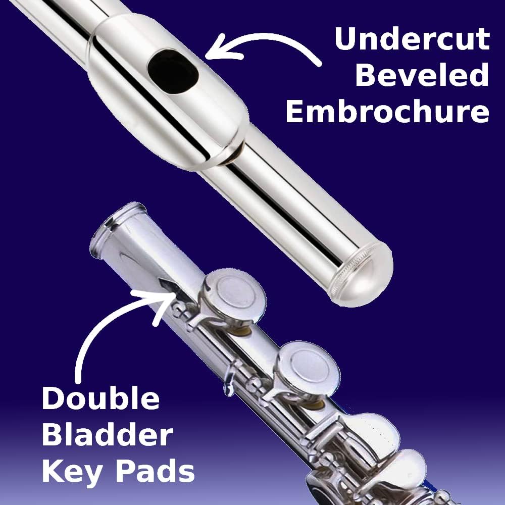 Cecilio Metal Open Hole C Flute Instrument for Beginner & Intermediate - Silver- (Like New)