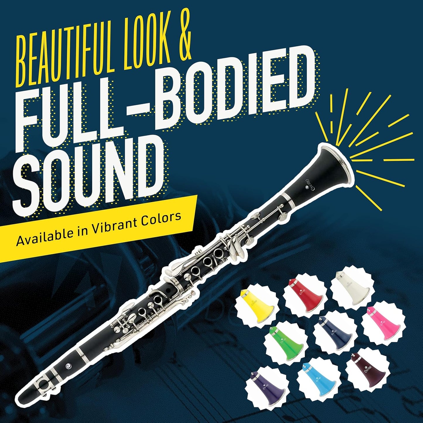Mendini by Cecilio B Flat Clarinet w/ 2 Barrel, 10 Reed, Stand, Hard Case, Glove (Like New)