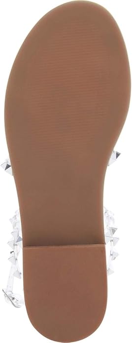 Steve Madden Travel Synthetic Ankle Strap Flat Sandal for Women, Clear - Size 9 (Like New, No Retail Box)