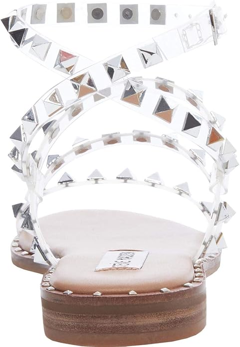 Steve Madden Travel Synthetic Ankle Strap Flat Sandal for Women, Clear - Size 9 (Like New, No Retail Box)