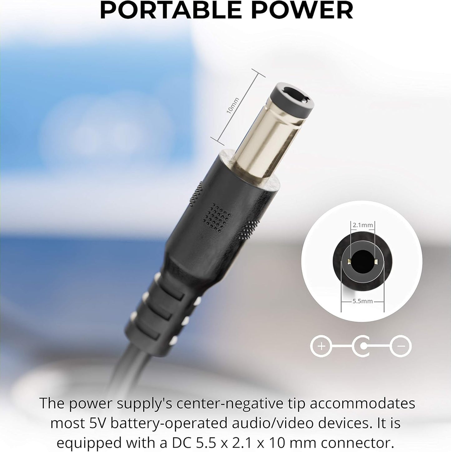 Blucoil 5V 1A Power Supply with US Plug AC Adapter Center Positive, 6.5-FT Cable (New)