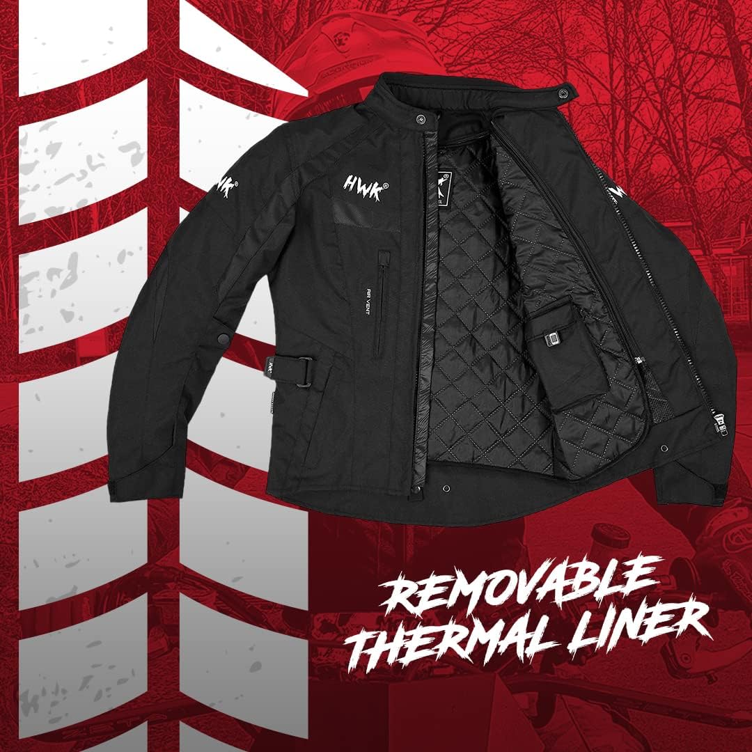 HWK Stella Stunt Motorcycle Jacket with CE Armor for Women, Large - All-Black- (Like New)