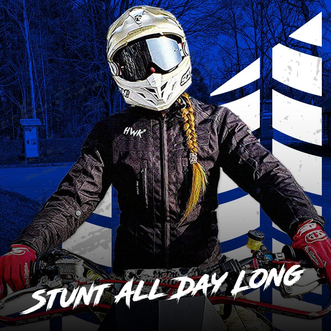 HWK Stella Stunt Motorcycle Jacket with CE Armor for Women, Large - All-Black- (Like New)