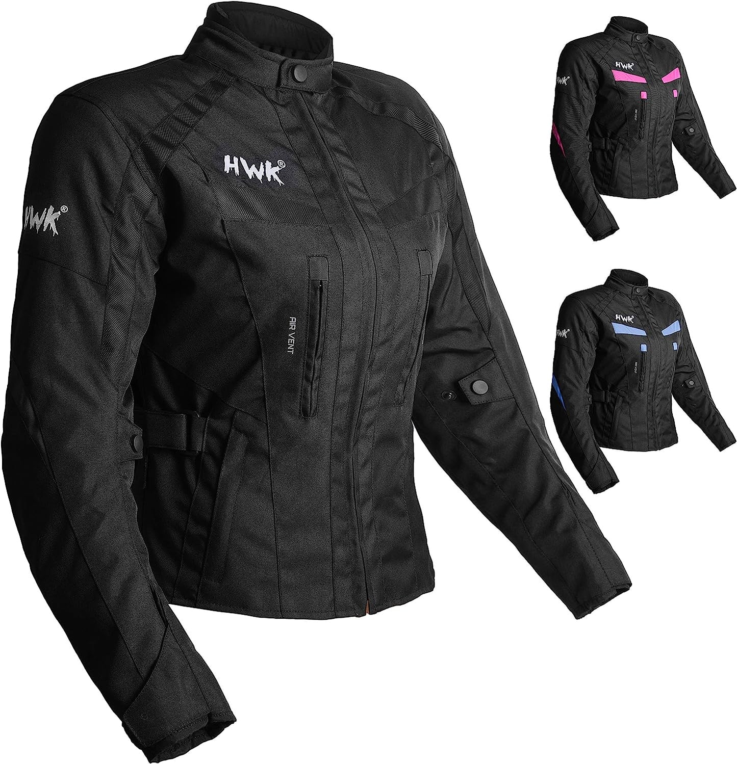 HWK Stella Stunt Motorcycle Jacket with CE Armor for Women, Large - All-Black- (Like New)