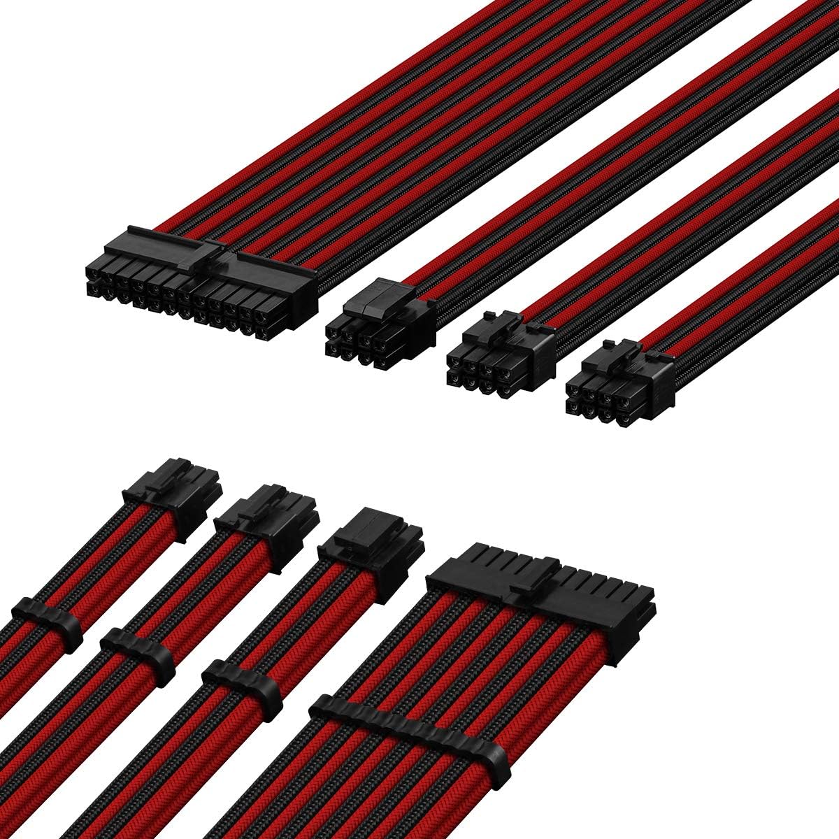 Inland PSU Sleeved Cable, Power Supply Extension Cable Kit,12 inch - Black/White (Like New)