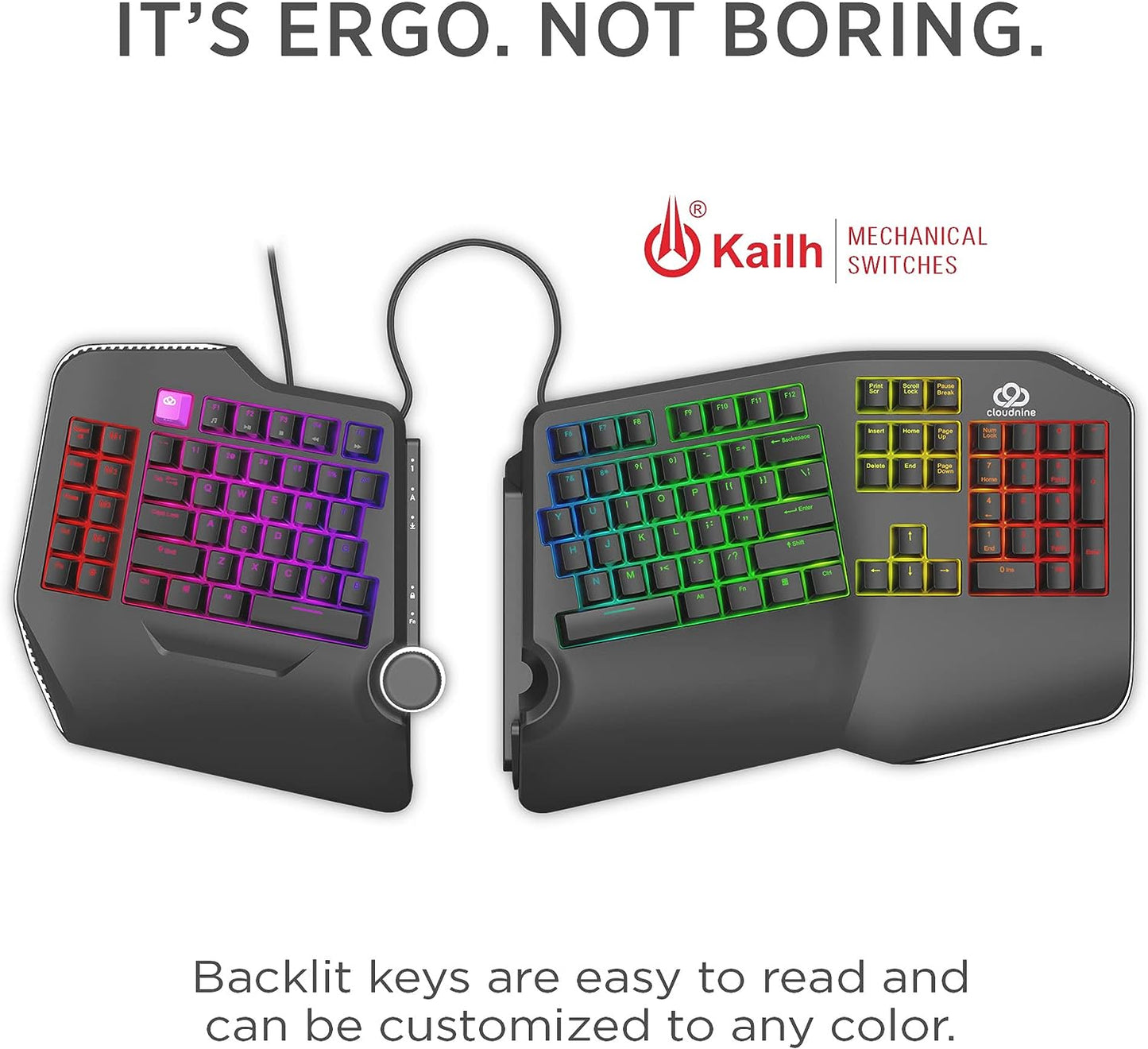 Cloud Nine C989M Ergonomic Mechanical Keyboard - Cherry RGB MX Brown Switches (Used, No Retail Box)
