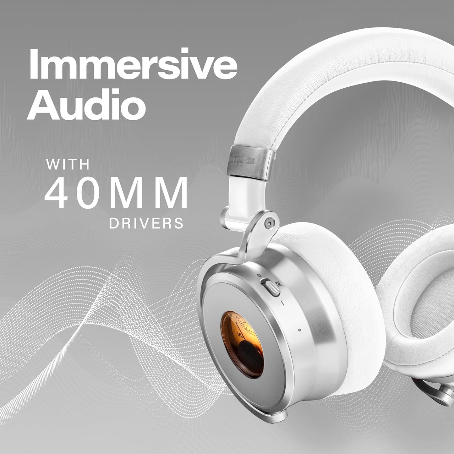 Meters Over-Ear Wireless Headphones w/ Noise Cancellation, 16 Hr Battery - White (Used)