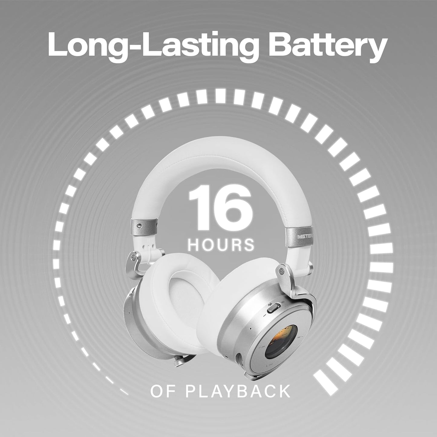 Meters Over-Ear Wireless Headphones w/ Noise Cancellation, 16 Hr Battery - White (Used)