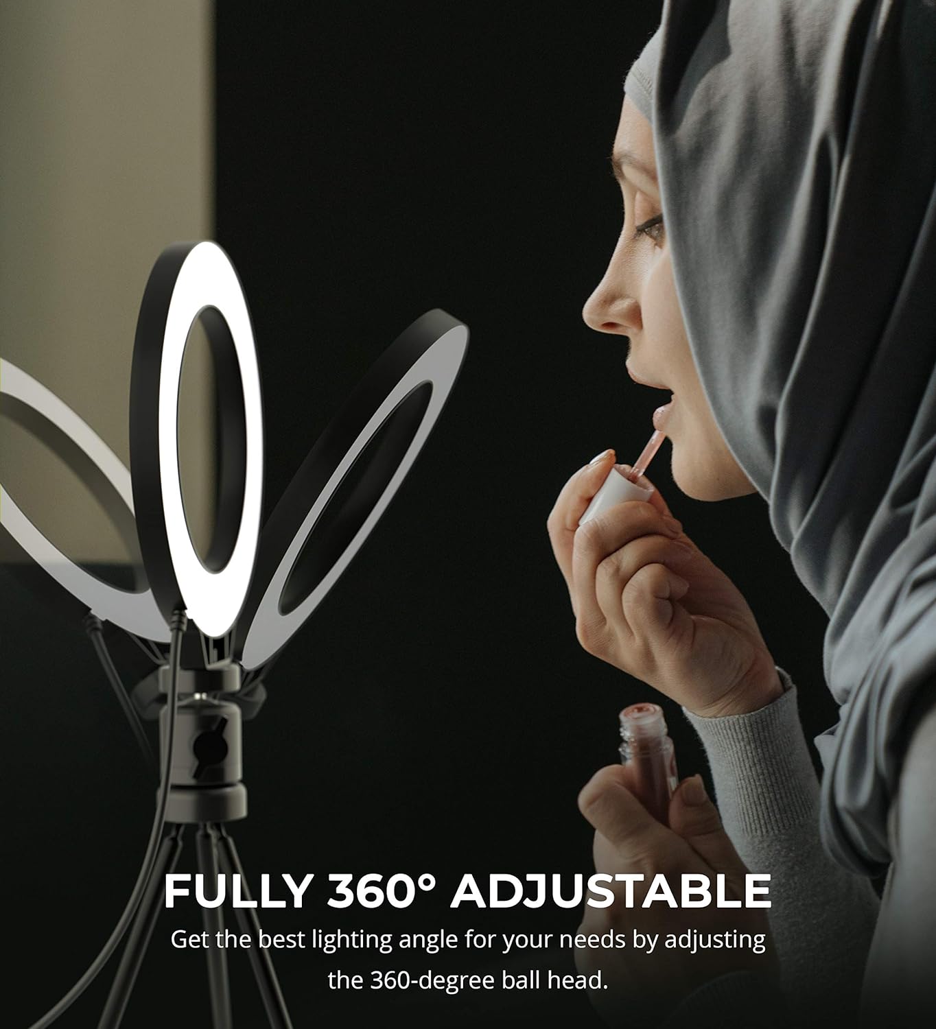 Blucoil 6in Selfie Ring Light w/Desk Tripod Stand, 3 Modes, 11 Brightness Levels (New)
