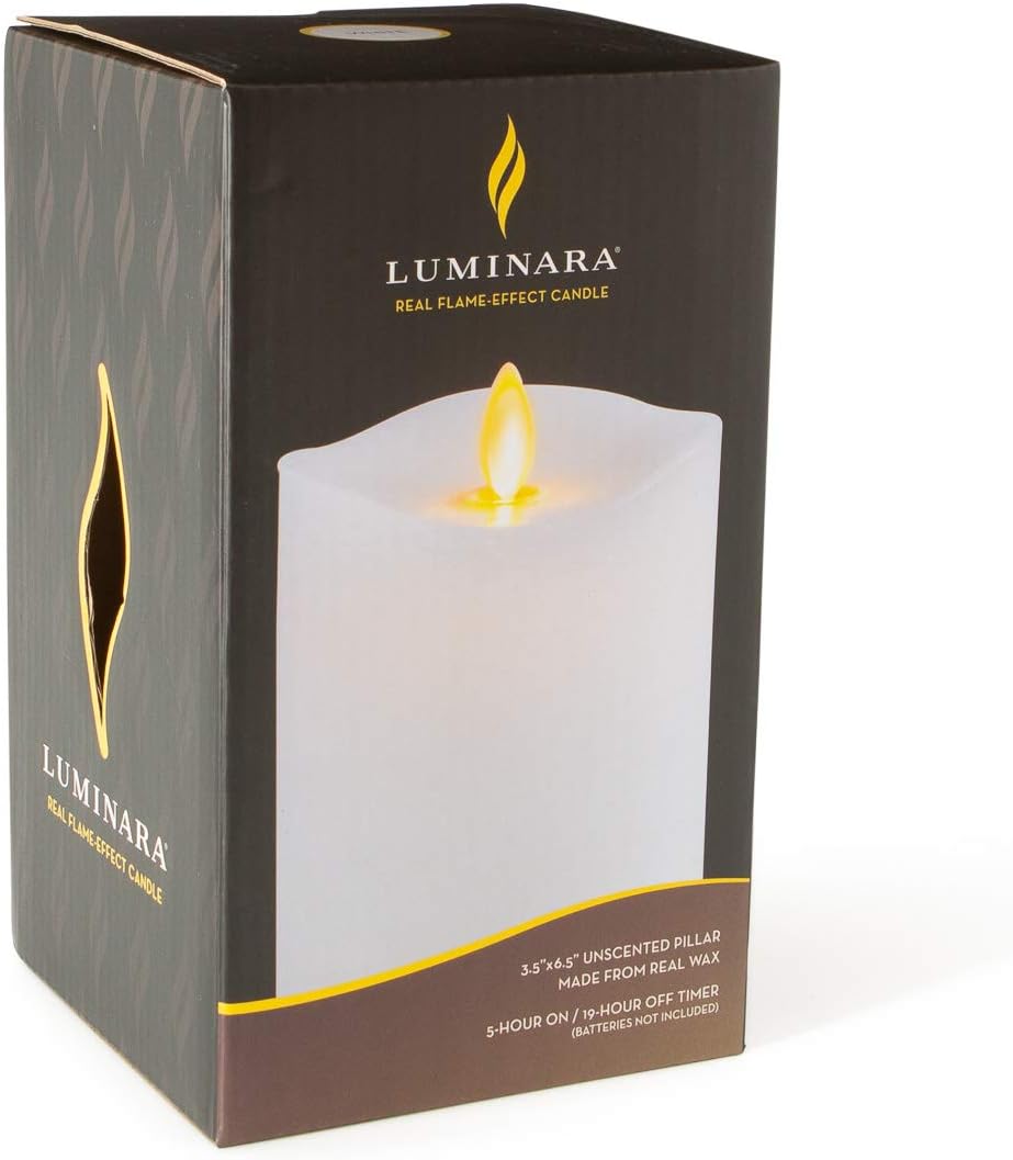 Luminara Flameless Pillar LED Battery-Operated Indoor Candle - 6.5 inches, White (Used)