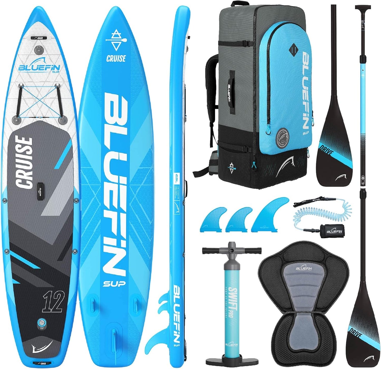 Bluefin SUP Cruise 12' Inflatable Stand Up Paddle Board for Adult - Legacy Blue (New)