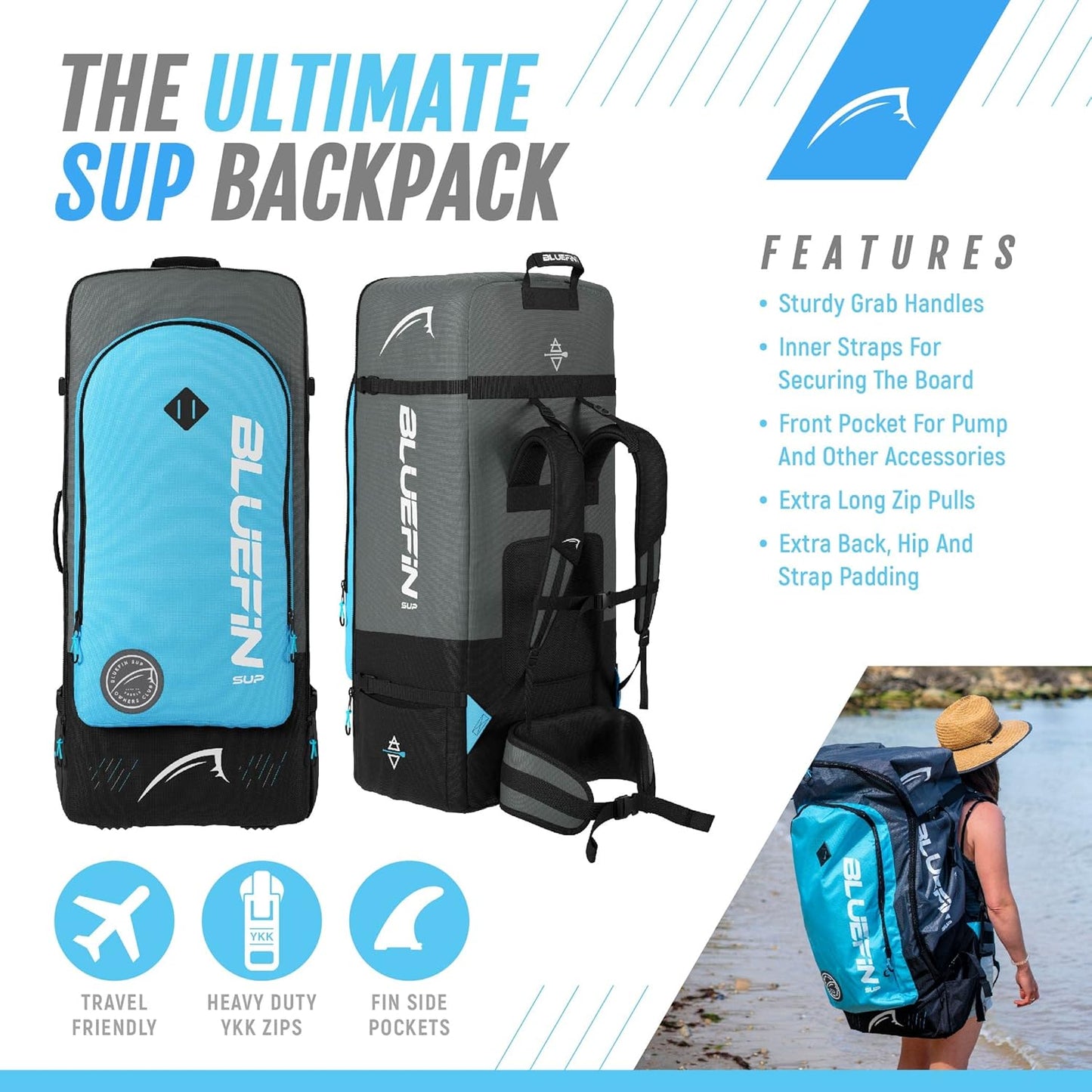 Bluefin SUP Cruise 12' Inflatable Stand Up Paddle Board for Adult - Legacy Blue (New)