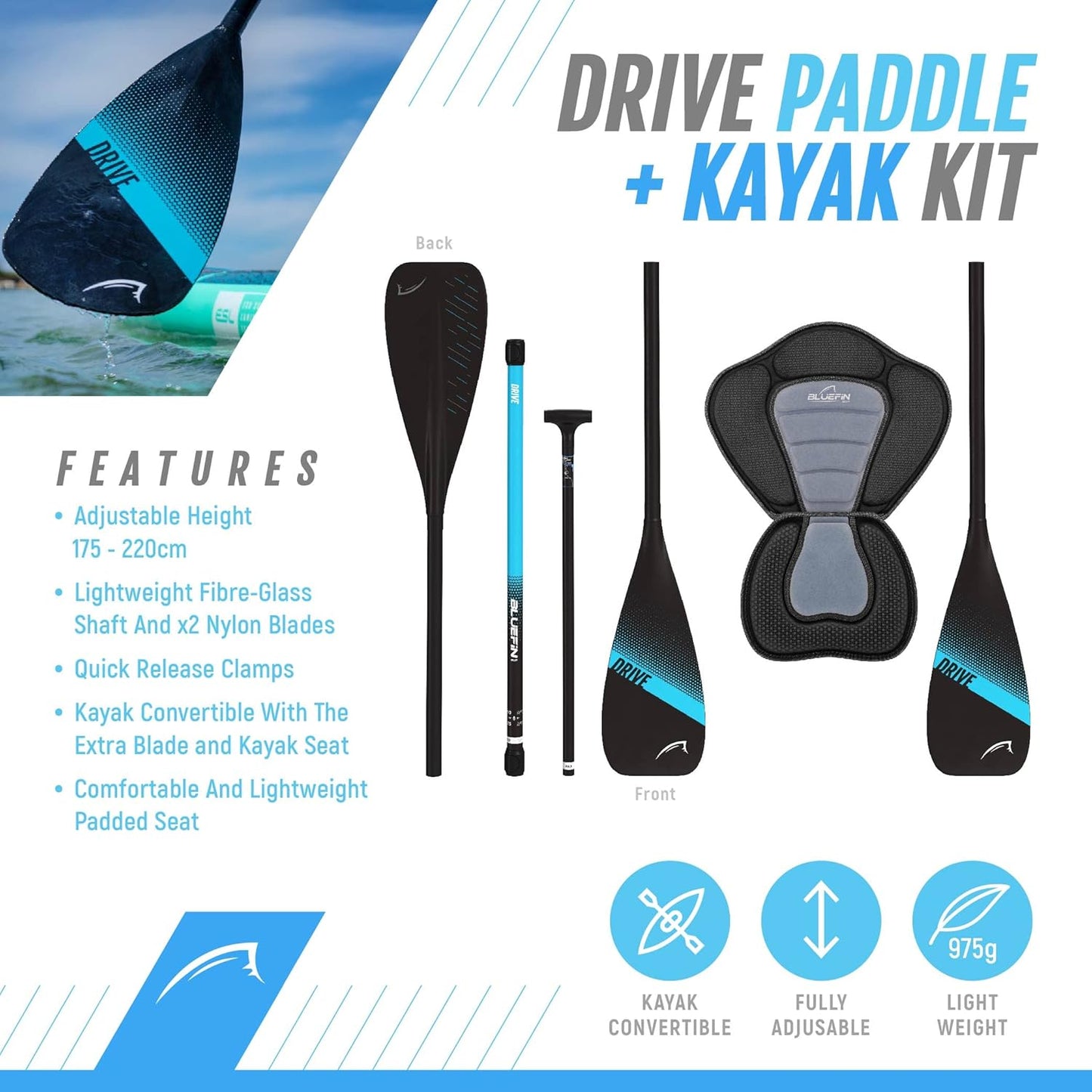 Bluefin SUP Cruise 12' Inflatable Stand Up Paddle Board for Adult - Legacy Blue (New)