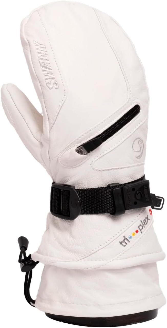 Swany Women's X-Cell 2.1 Waterproof Warm Leather Winter Mittens, White - Small (Used)