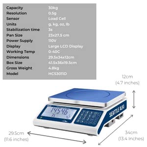 Fristaden Lab Seattle Alki Scientific Industrial Counting Scale, 30kg Capacity (Used, No Retail Box)