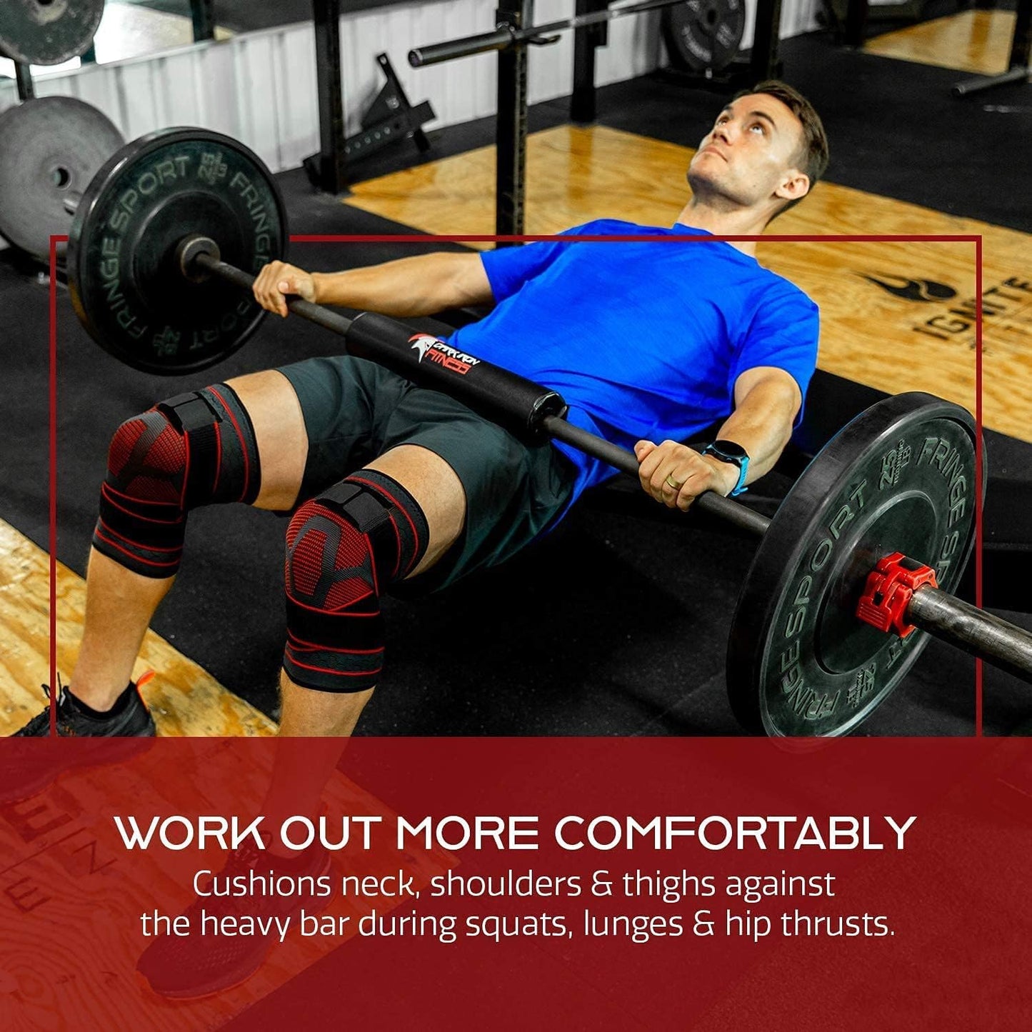 Dark Iron Fitness Barbell Pad with Self-Locking Nylon Belt for Weight Training (Like New, No Retail Box)