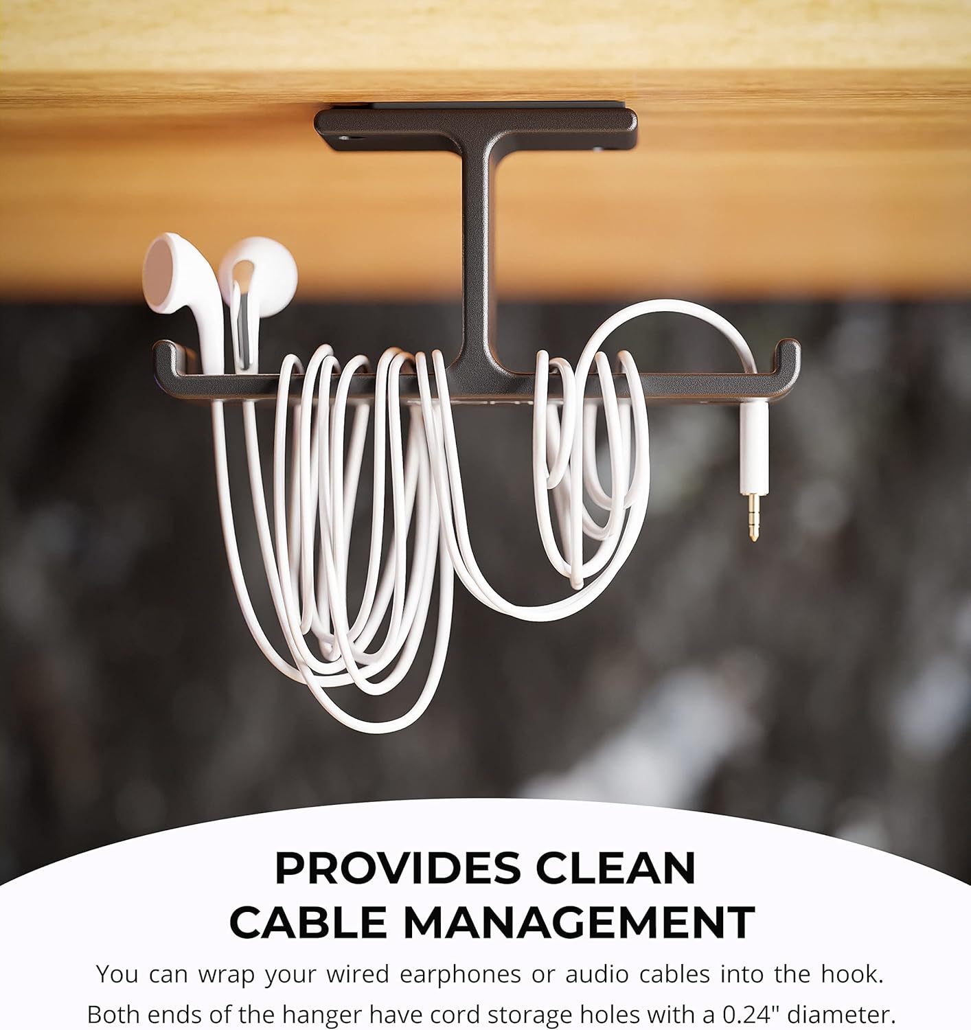 Blucoil Aluminum Under-Desk Headphone Hanger with 11-22 LB Weight Capacity (New)