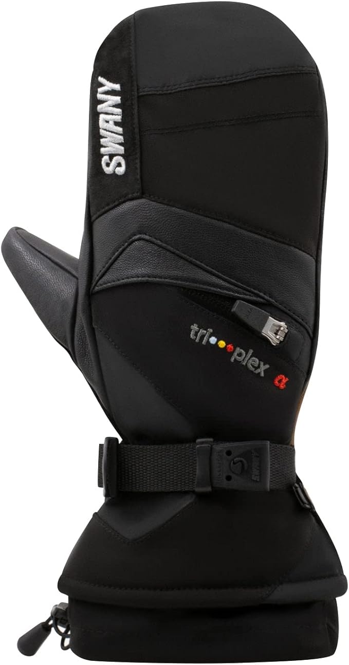 Swany Men's X-Change Waterproof Warm Leather Winter Mittens, Black - Medium (Like New)