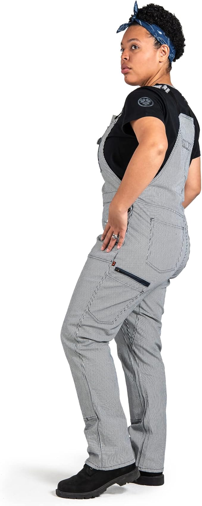 Dovetail Workwear Women�s Freshley Overalls, Indigo Stripe Denim, 6 Extra L x 34 (Used, No Retail Box)