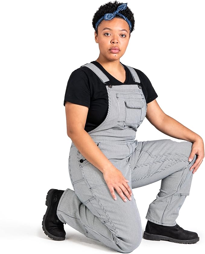 Dovetail Workwear Women�s Freshley Overalls, Indigo Stripe Denim, 6 Extra L x 34 (Used, No Retail Box)