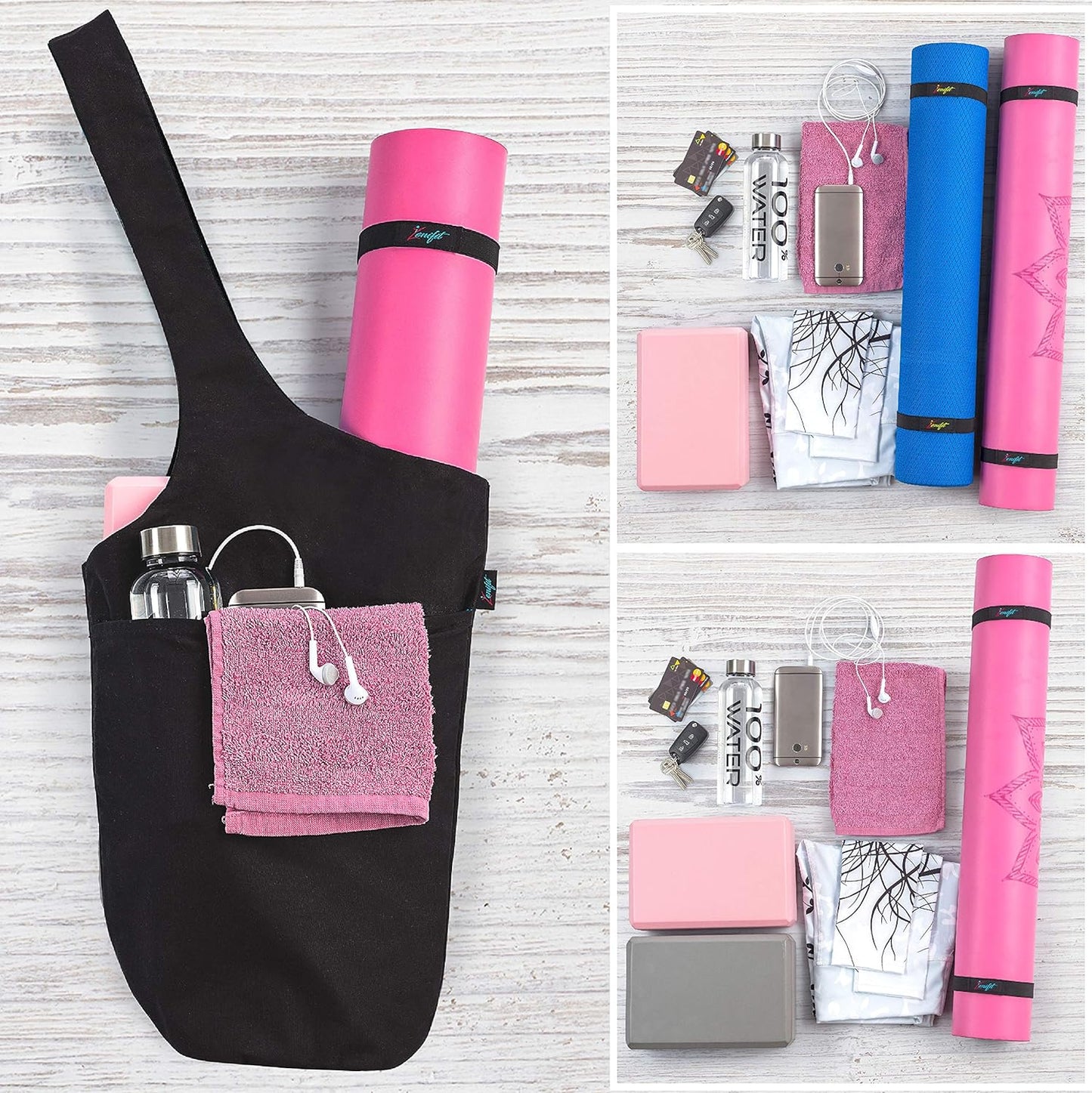 Zenifit Versatile Durable Yoga Mat Bag with Mat Straps & Storage Pockets, Black (Like New)