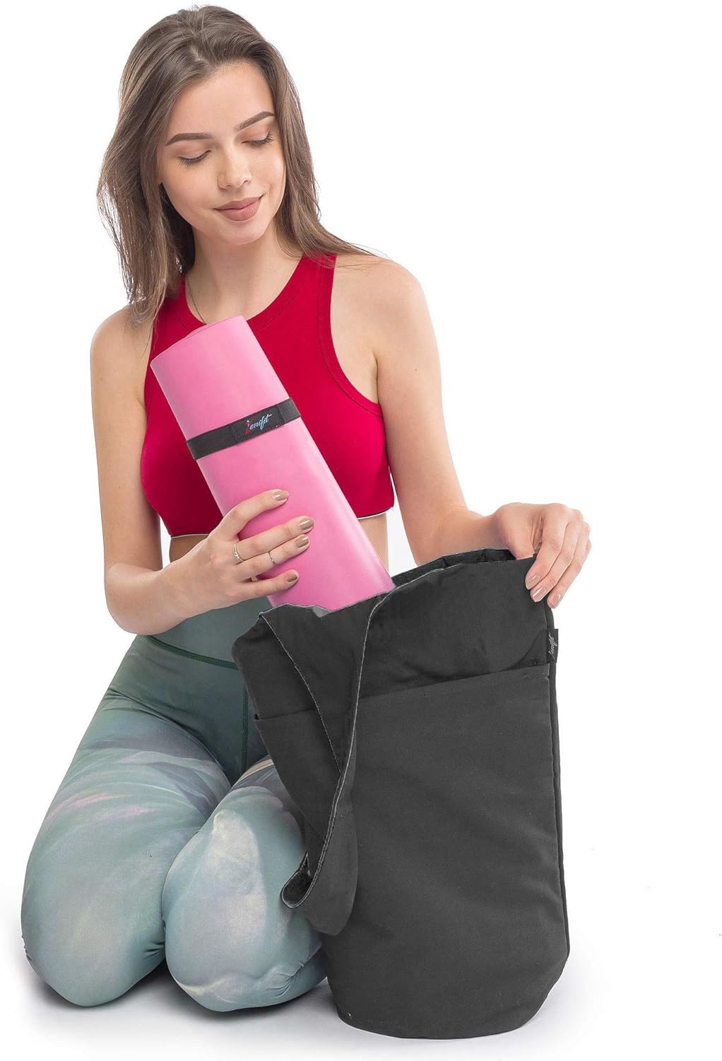 Zenifit Versatile Durable Yoga Mat Bag with Mat Straps & Storage Pockets, Black (Like New)