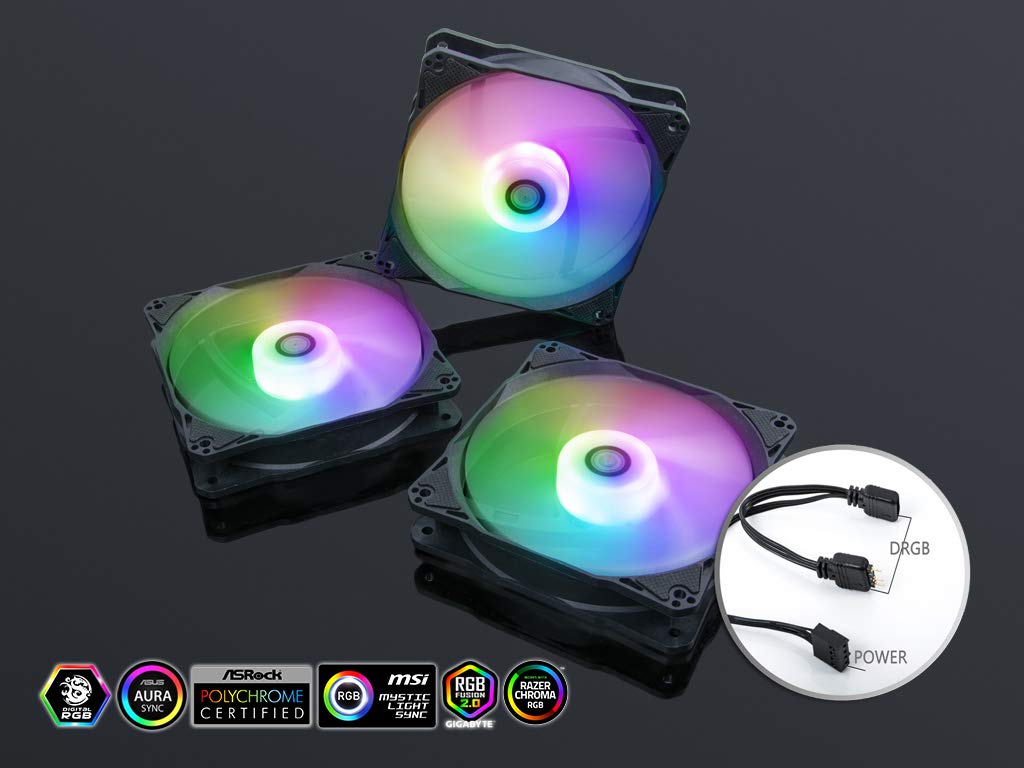 Bitspower BPTA-FX1812NT-3 5 Volts Touchaqua Notos 120 Digital RGB Fan, 3Pcs (Like New)