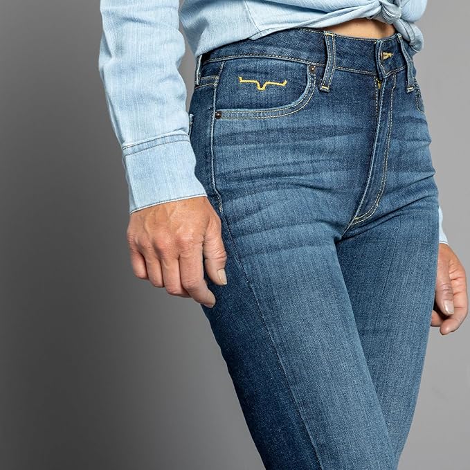 Kimes Ranch Women's Sarah Jeans High Rise Slim Bootcut Dark Wash, Size 4-36 Blue (Like New)