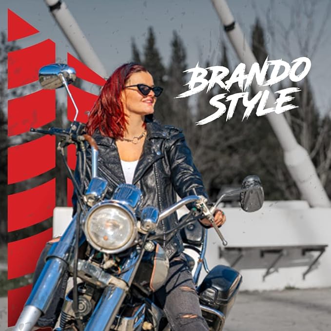 HWK Women's Brando Leather Water Resistant Motorcycle Jacket, X-Large - Black (Like New)