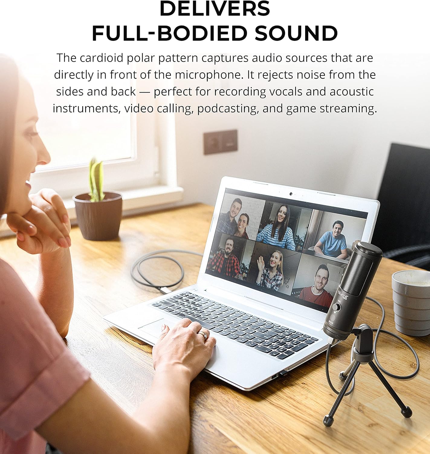 Blucoil USB Cardioid Condenser Microphone with USB Cable & Tripod - Chrome (Like New)