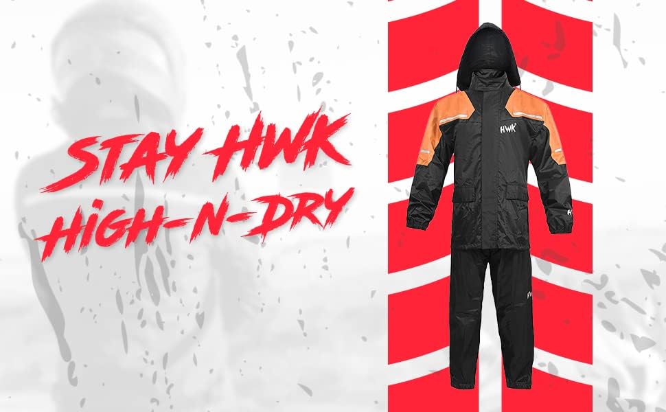 HWK All-Season 2-Piece Motorcycle Rain Suit for Men & Women, XL - Hi-vis Orange (Like New)
