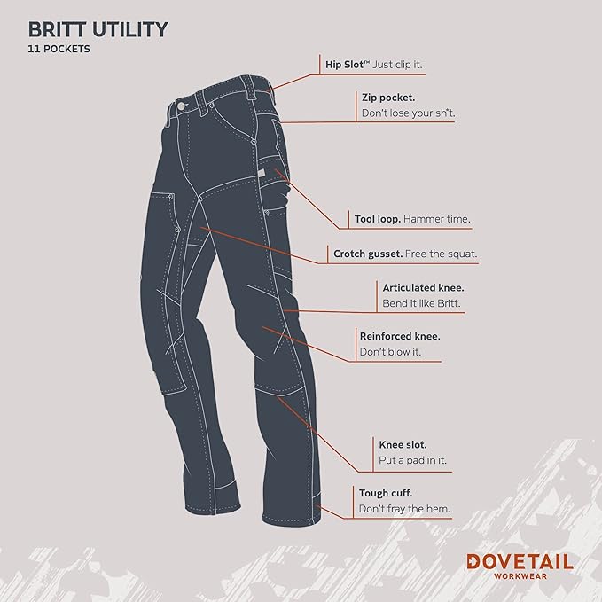 Dovetail Workwear 11 Pocket Britt Utility Cargo Pants for Women, Size 8 - Black (Like New)