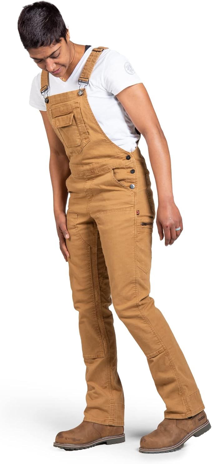 Dovetail Workwear Freshley Overalls for Women, Saddle Brown Canvas - Size 4 (New)