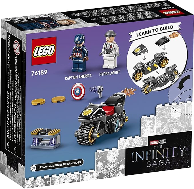 LEGO Marvel 76189 Captain America and Hydra Face-Off Motorcycle Set - 49 Pieces (New, Damaged Retail Box)