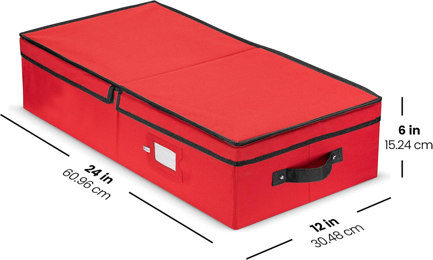 ZOBER 600D Oxford Fabric Christmas Ornament portable Storage Box With Trays, Red (New)