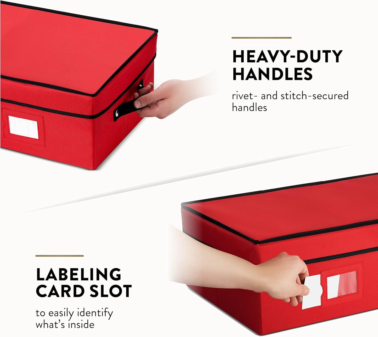 ZOBER 600D Oxford Fabric Christmas Ornament portable Storage Box With Trays, Red (New)