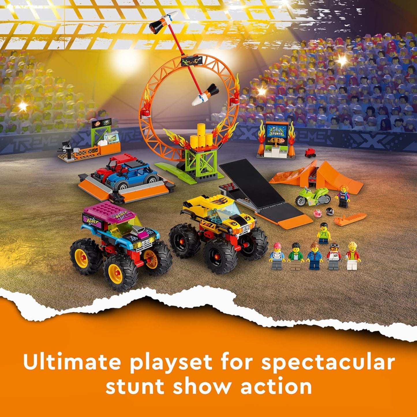 LEGO Stunt Show Arena 60295 Toy Building Kit for Baby w/ 668 Pieces, Multicolor (Like New, No Retail Box)